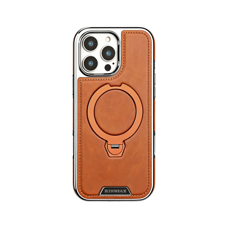 Magsafe iPhone Case With Stand Leather Style Coffee | PE260085