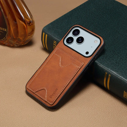 Leather Phone Case with Card Holder And Foldable Stand For iPhone (Brown)  | PE260059