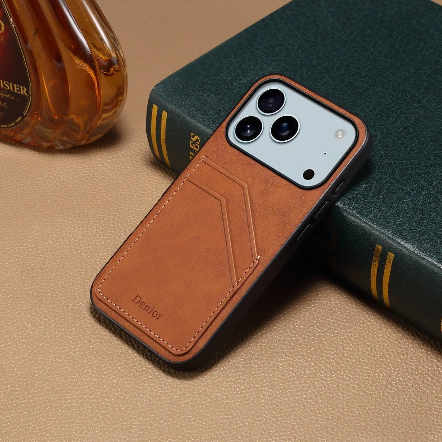 Premium Leather Wallet iPhone Case With Card Holde (Brown)  | PE260063