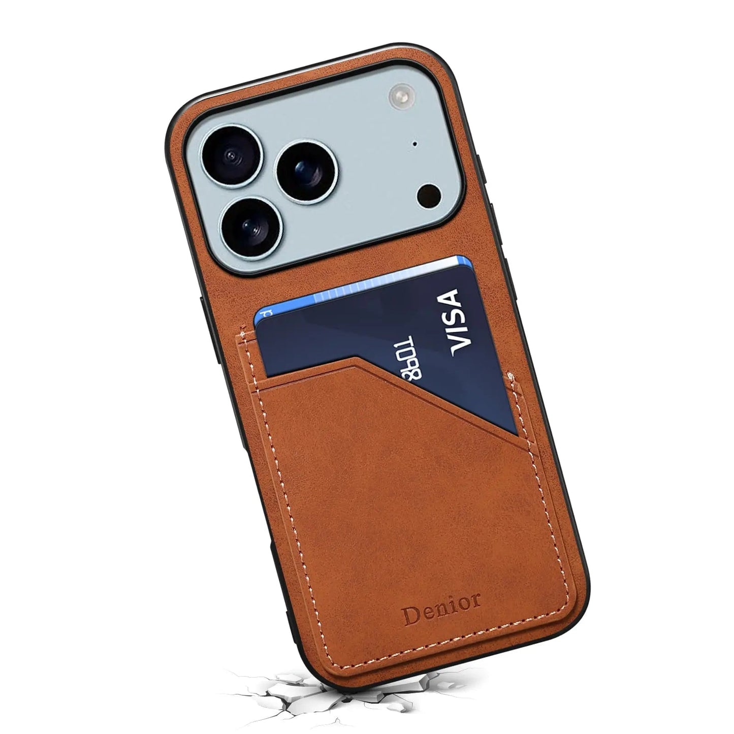 Premium Leather Wallet iPhone Case With Card Holde (Brown)  | PE260063