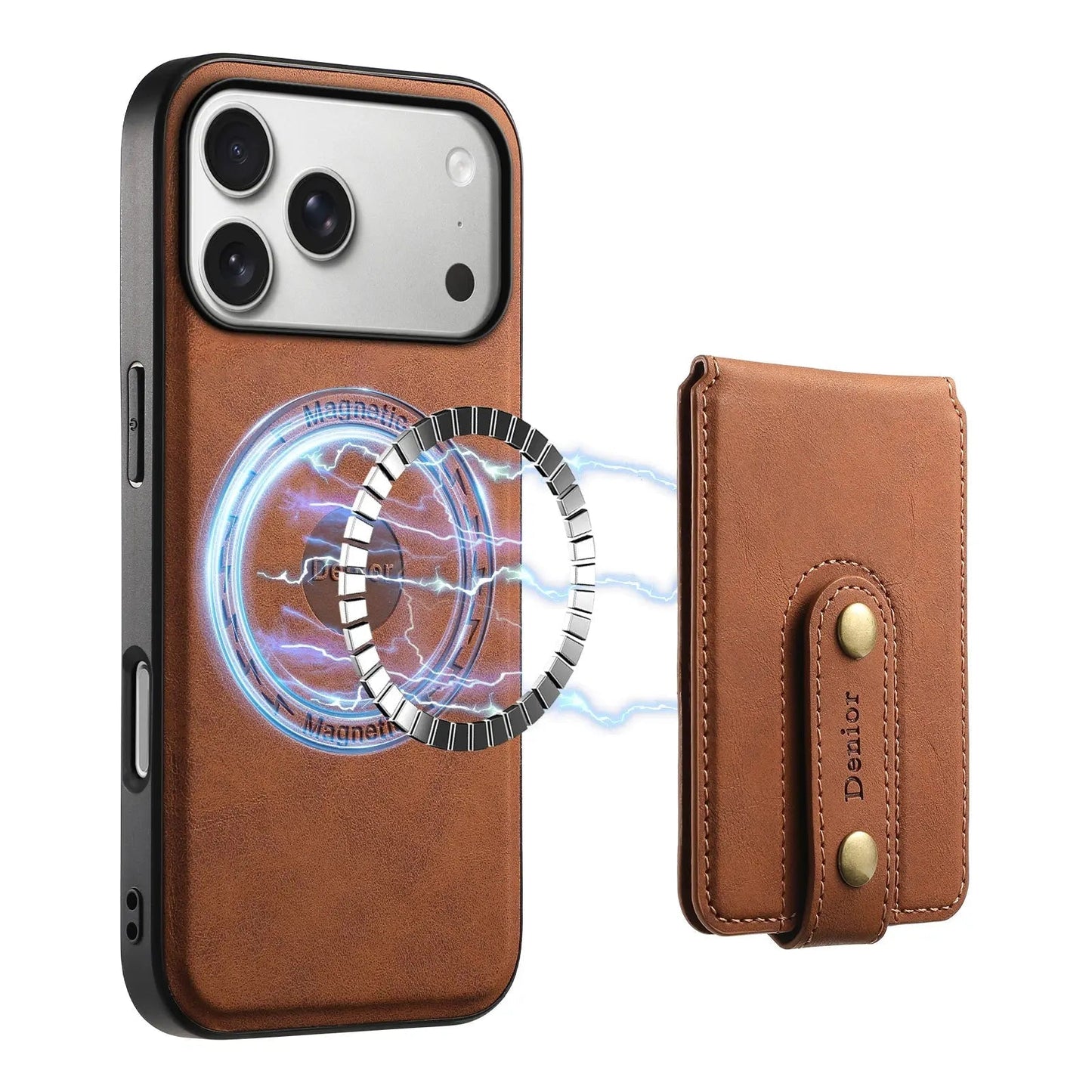 Leather Wallet Phone Case  For iPhone 17 Series (Brown)  | PE260070