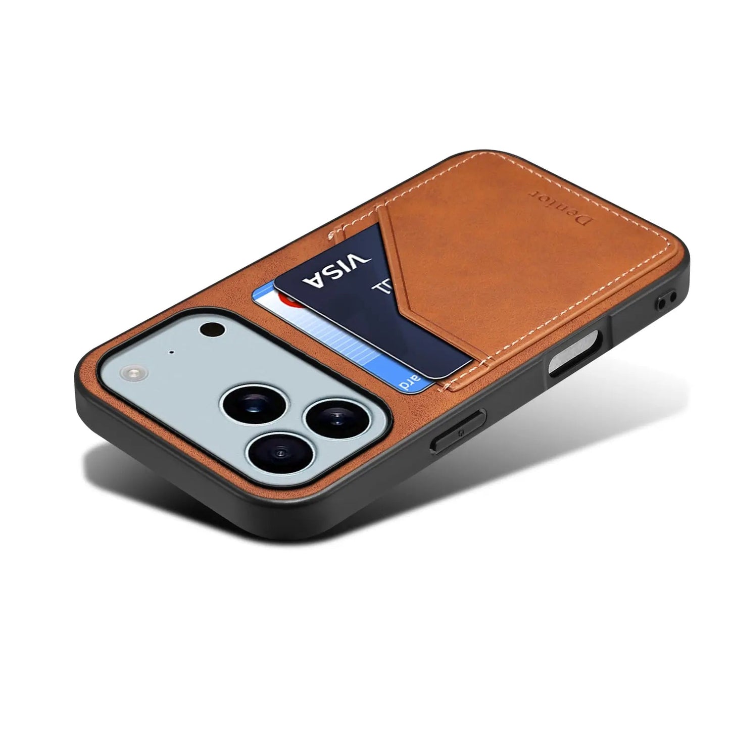 Premium Leather Wallet iPhone Case With Card Holde (Brown)  | PE260063