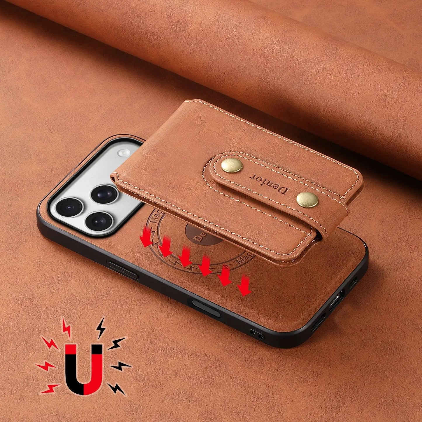 Leather Wallet Phone Case  For iPhone 17 Series (Brown)  | PE260070