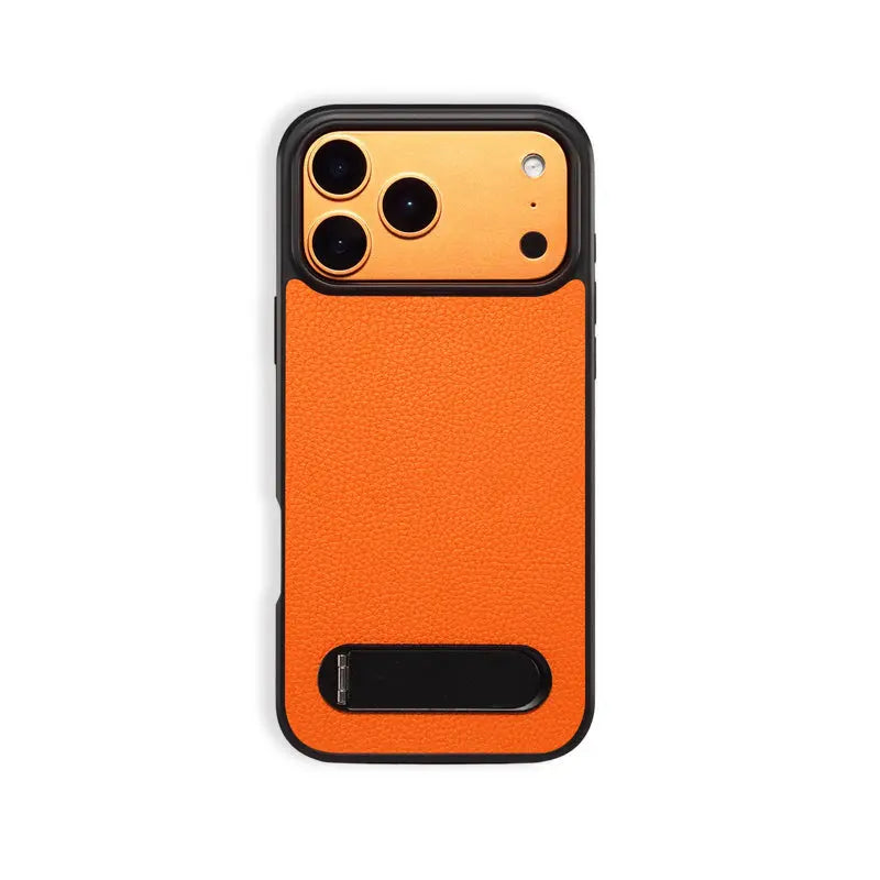 Leather iPhone Case With Stand – Durable Protective Cover (Orange)  | PE260052