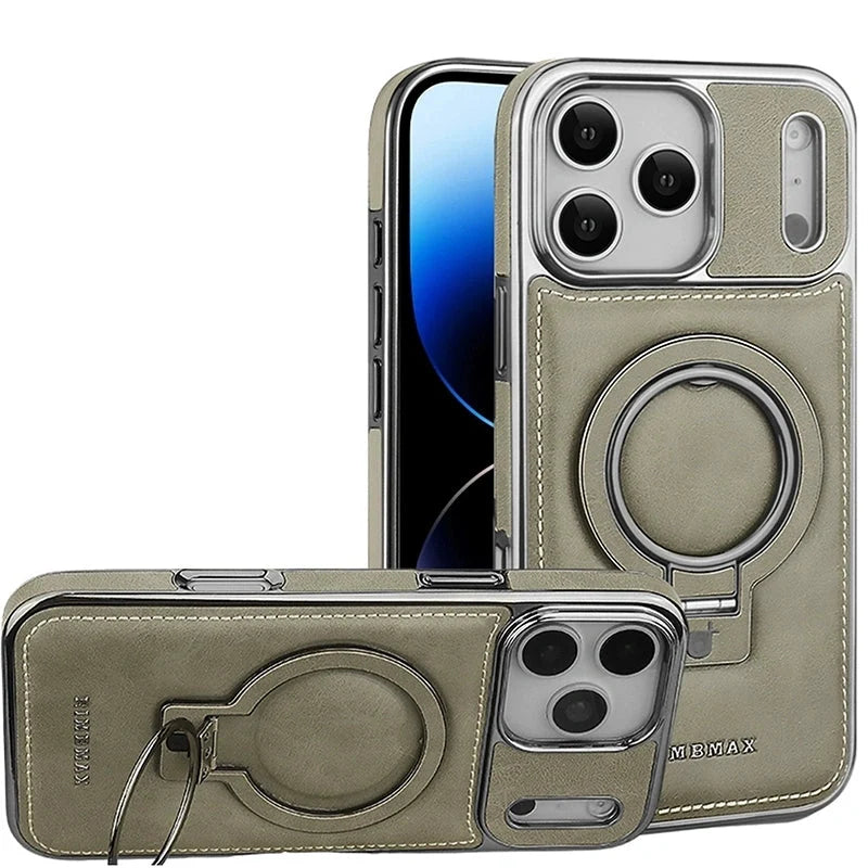 YUNKEY Luxury Premium Leather Magnetic Stand Case For iPhone Series