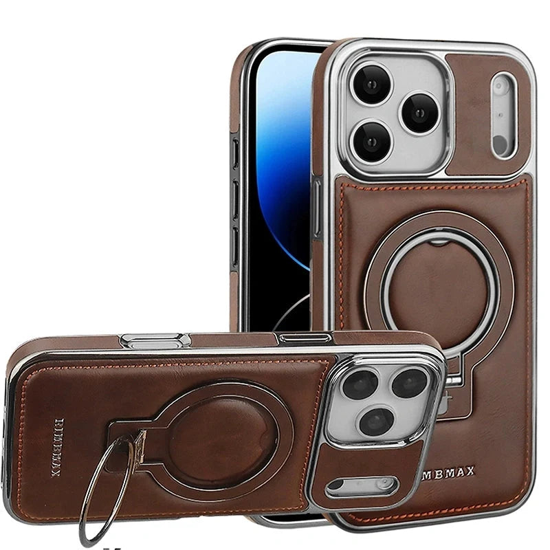 YUNKEY Luxury Premium Leather Magnetic Stand Case For iPhone Series
