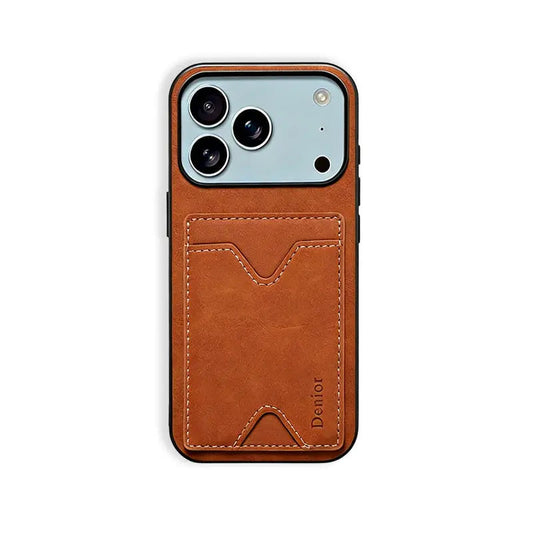 Leather Phone Case with Card Holder And Foldable Stand For iPhone (Brown)  | PE260059