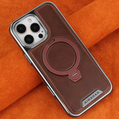 Magsafe iPhone Case With Stand Leather Style Coffee | PE260085