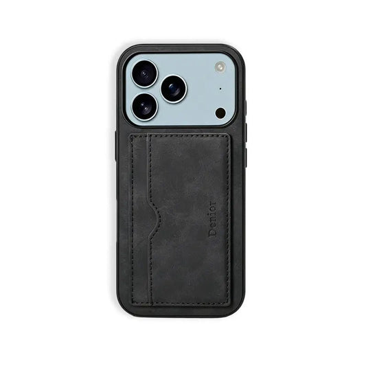 Leather Phone Case with Card Holder for iPhone (Black)  | PE260061