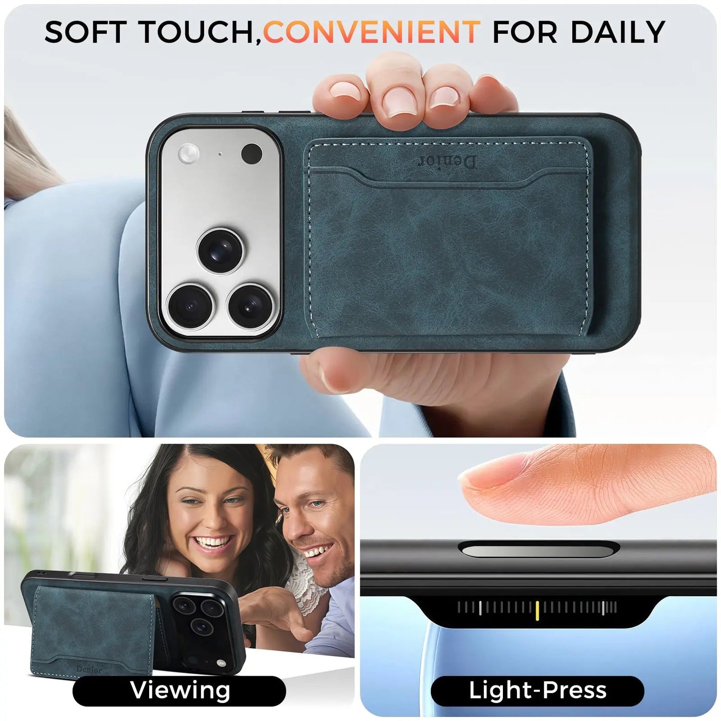 iPhone Case With Card Holder ,MagSafe Magnetic Wallet– Blue | PE260068