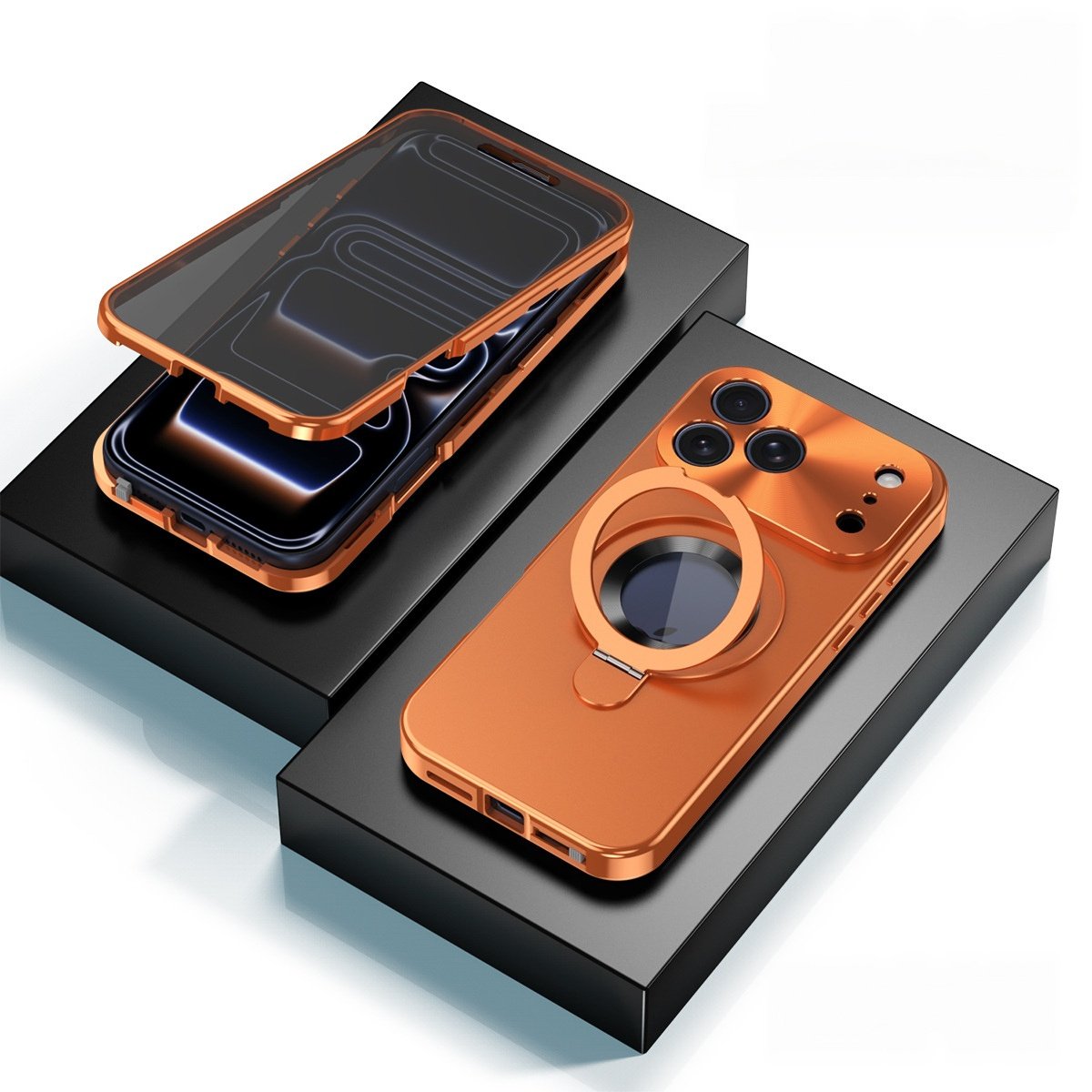 Privacy Screen Magnetic Metal Stand Case for iPhone
