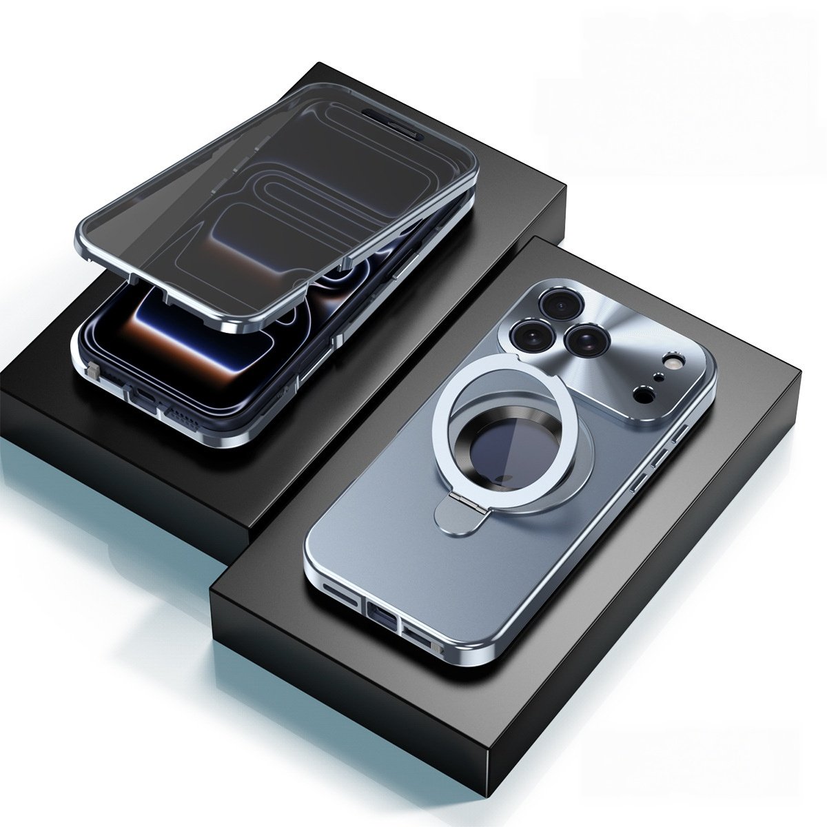 Privacy Screen Magnetic Metal Stand Case for iPhone