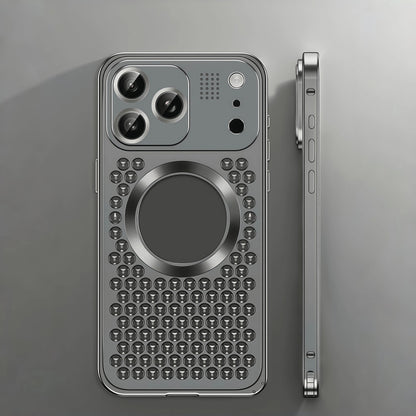 Spring Buckle Aromatherapy Metal Hollow Heat Dissipation Mobile Phone Case With Lens Film