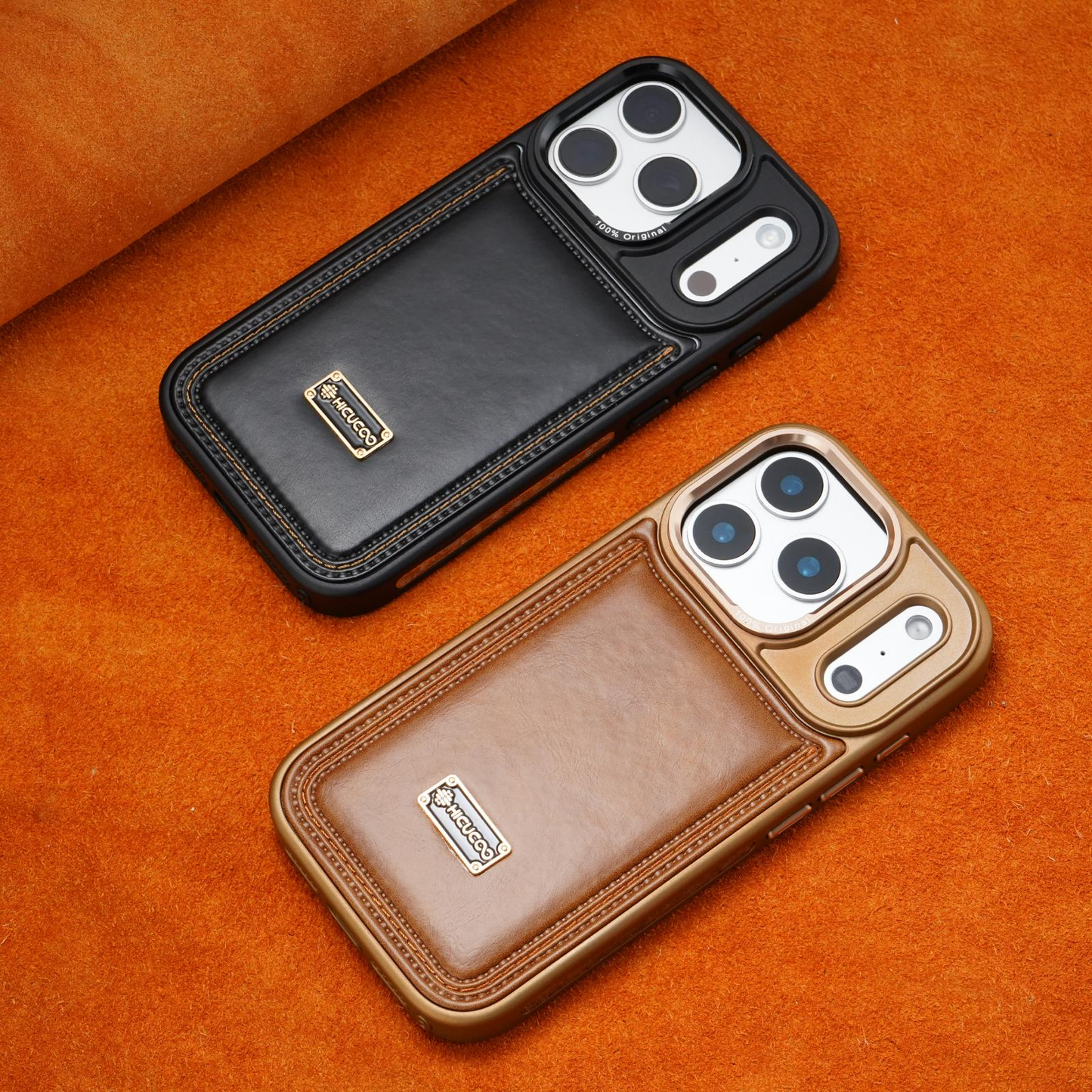 Yunkey iPhone 17 Series Faux Leather Lens Protective Case