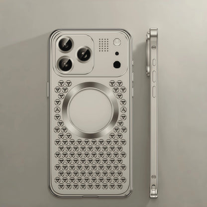 Spring Buckle Aromatherapy Metal Hollow Heat Dissipation Mobile Phone Case With Lens Film