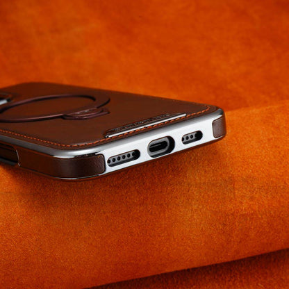 Magsafe iPhone Case With Stand Leather Style Coffee | PE260085