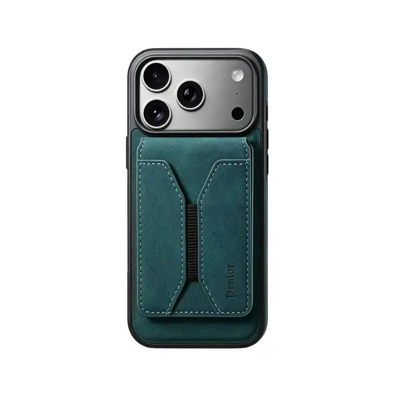 Leather Wallet iPhone Case  Magnetic Leather Card Holder Design (Brown)  | PE260072