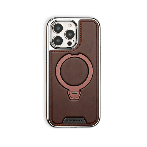 Magsafe iPhone Case With Stand Leather Style Coffee | PE260085