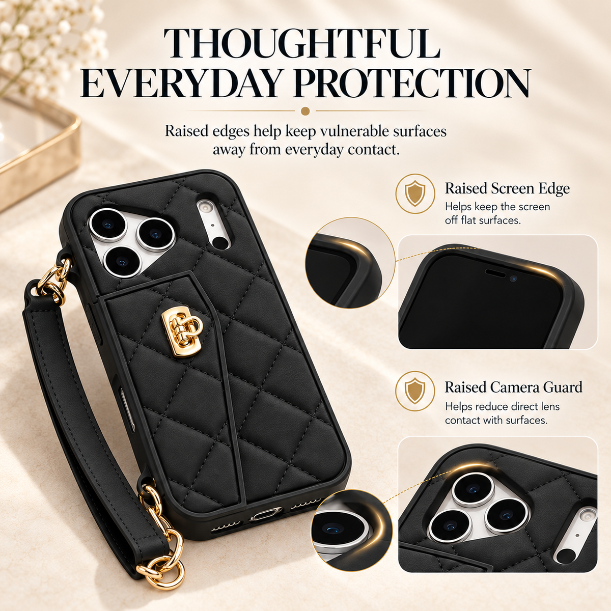 Flip Wallet Phone Case – Quilted Mini Purse with Card Pouch, Hand Carry & Crossbody Styles
