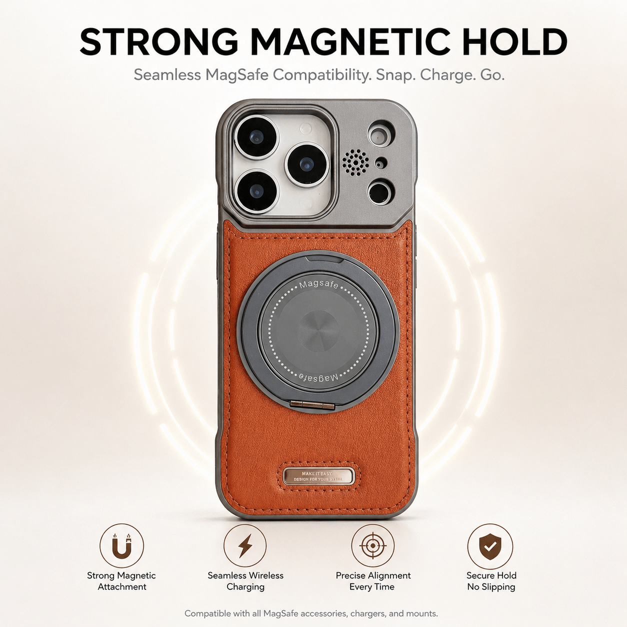 YUNKEY iPhone Semi-Enclosed Magnetic Phone Case with Rotating Stand