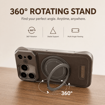 YUNKEY iPhone Semi-Enclosed Magnetic Phone Case with Rotating Stand