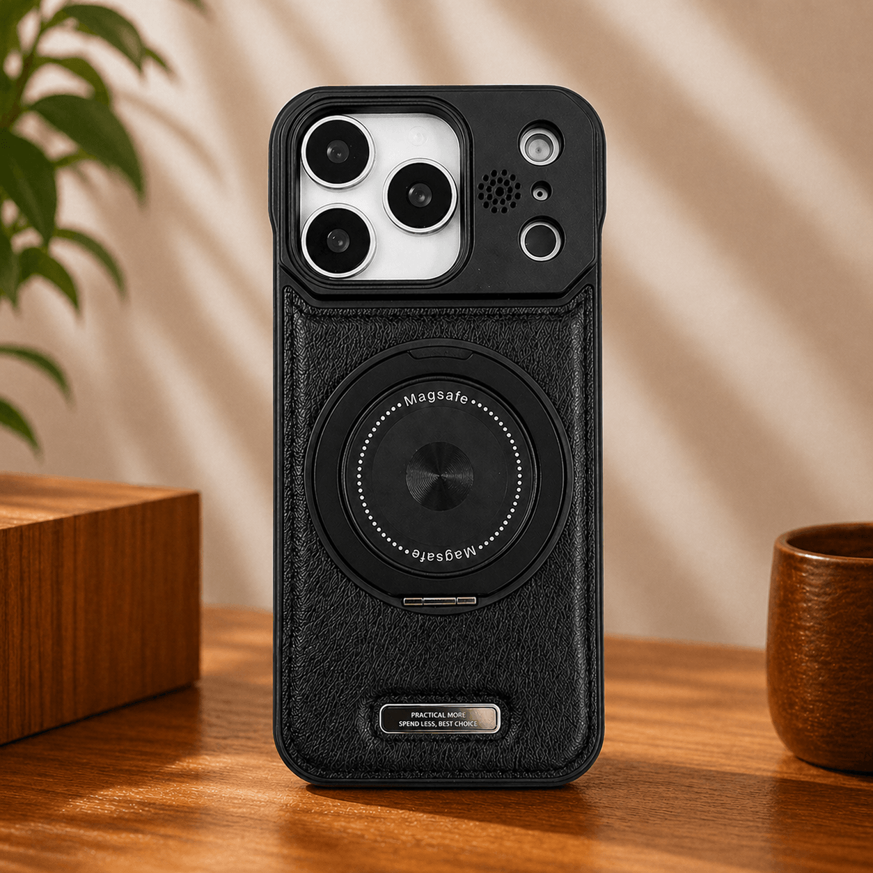 YUNKEY iPhone Semi-Enclosed Magnetic Phone Case with Rotating Stand