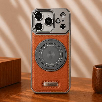 YUNKEY iPhone Semi-Enclosed Magnetic Phone Case with Rotating Stand