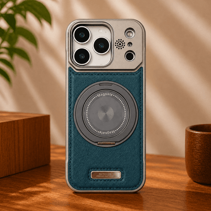 YUNKEY iPhone Semi-Enclosed Magnetic Phone Case with Rotating Stand