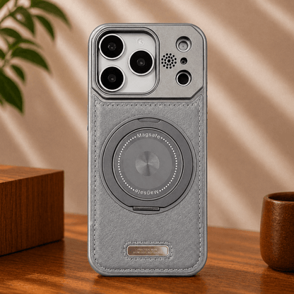 YUNKEY iPhone Semi-Enclosed Magnetic Phone Case with Rotating Stand
