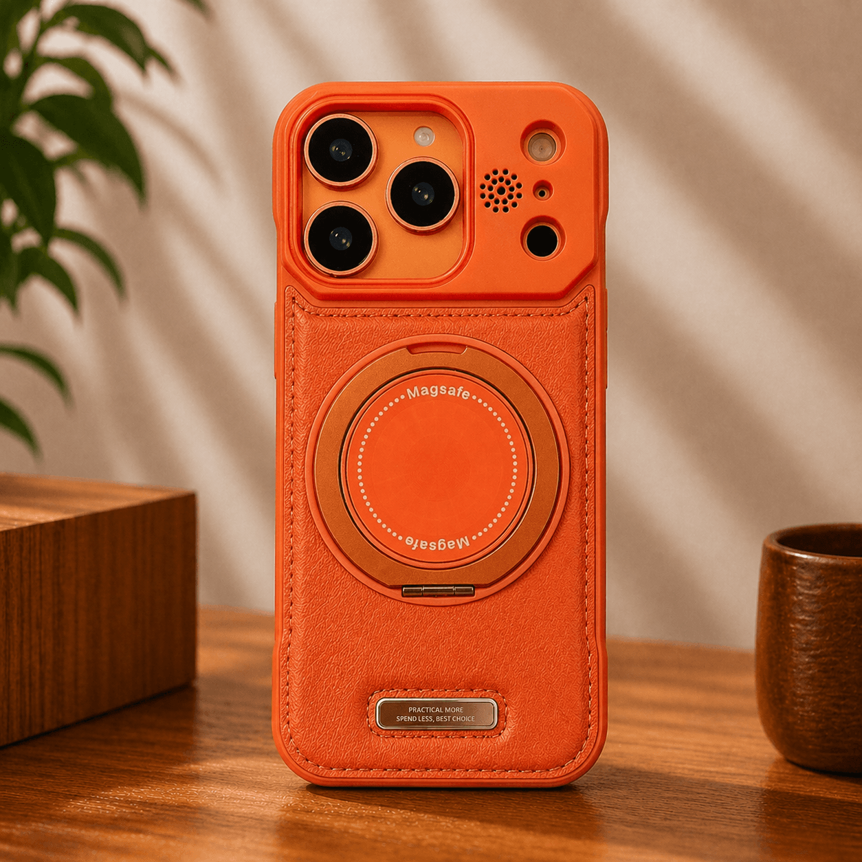 YUNKEY iPhone Semi-Enclosed Magnetic Phone Case with Rotating Stand