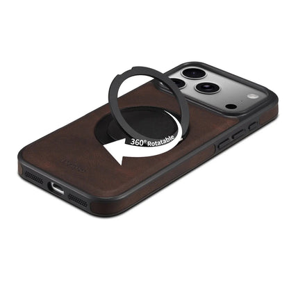 Leather iPhone Case with Stand Compatible With Magsafe (Brown)  | PE260046