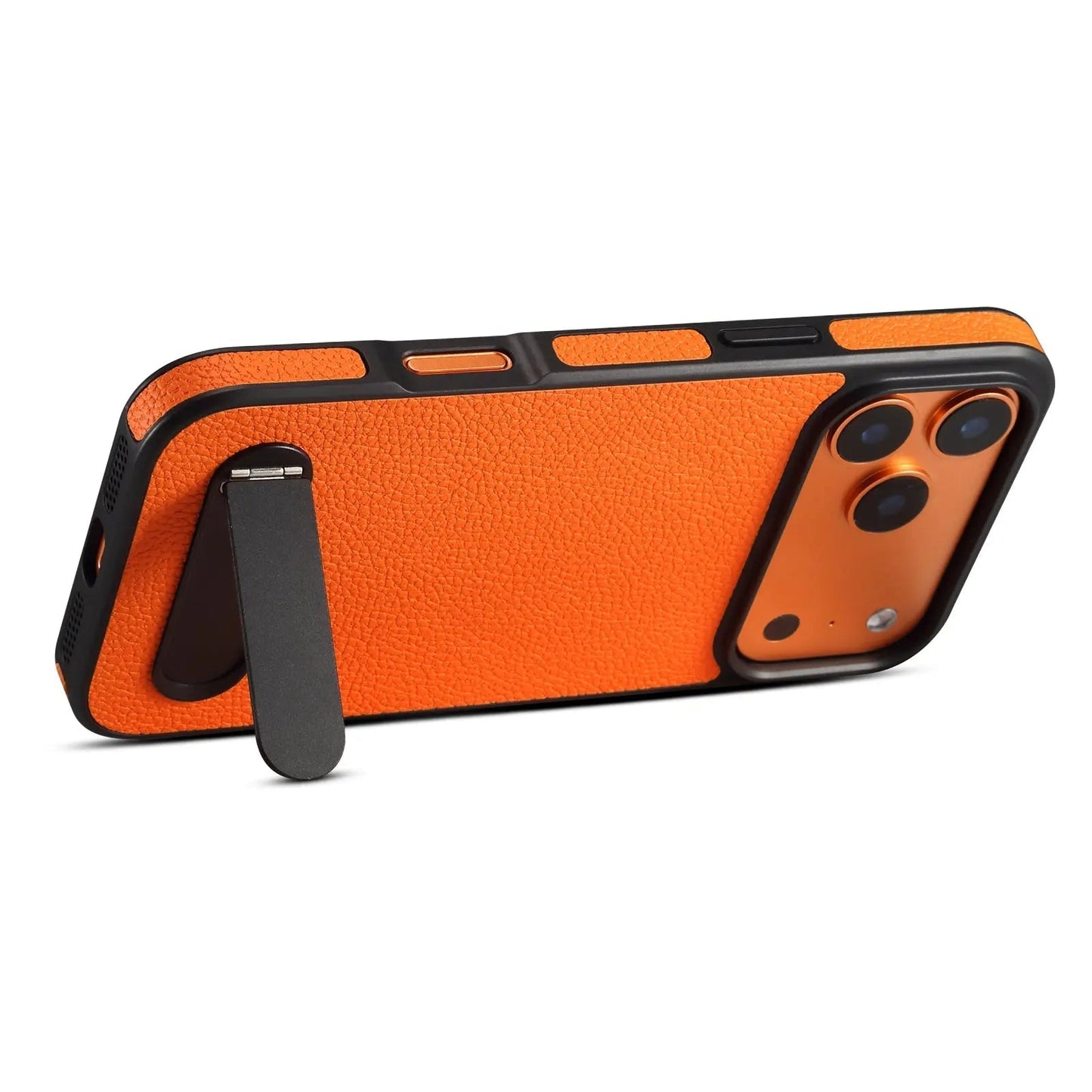 Leather iPhone Case With Stand – Durable Protective Cover (Orange)  | PE260052