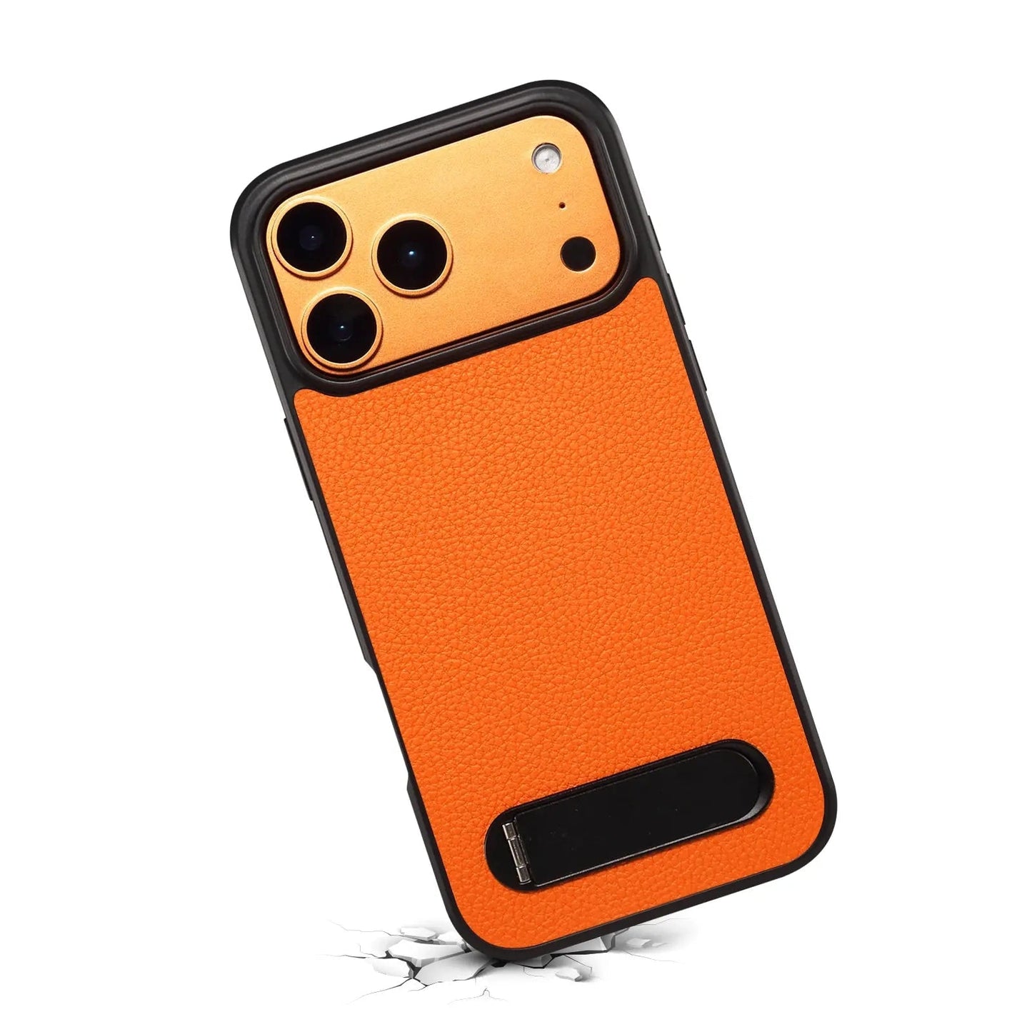 Leather iPhone Case With Stand – Durable Protective Cover (Orange)  | PE260052