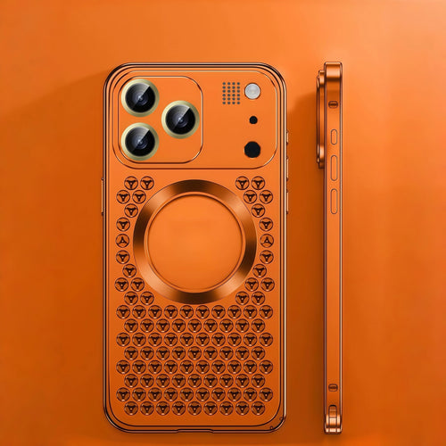 Spring Buckle Aromatherapy Metal Hollow Heat Dissipation Mobile Phone Case With Lens Film