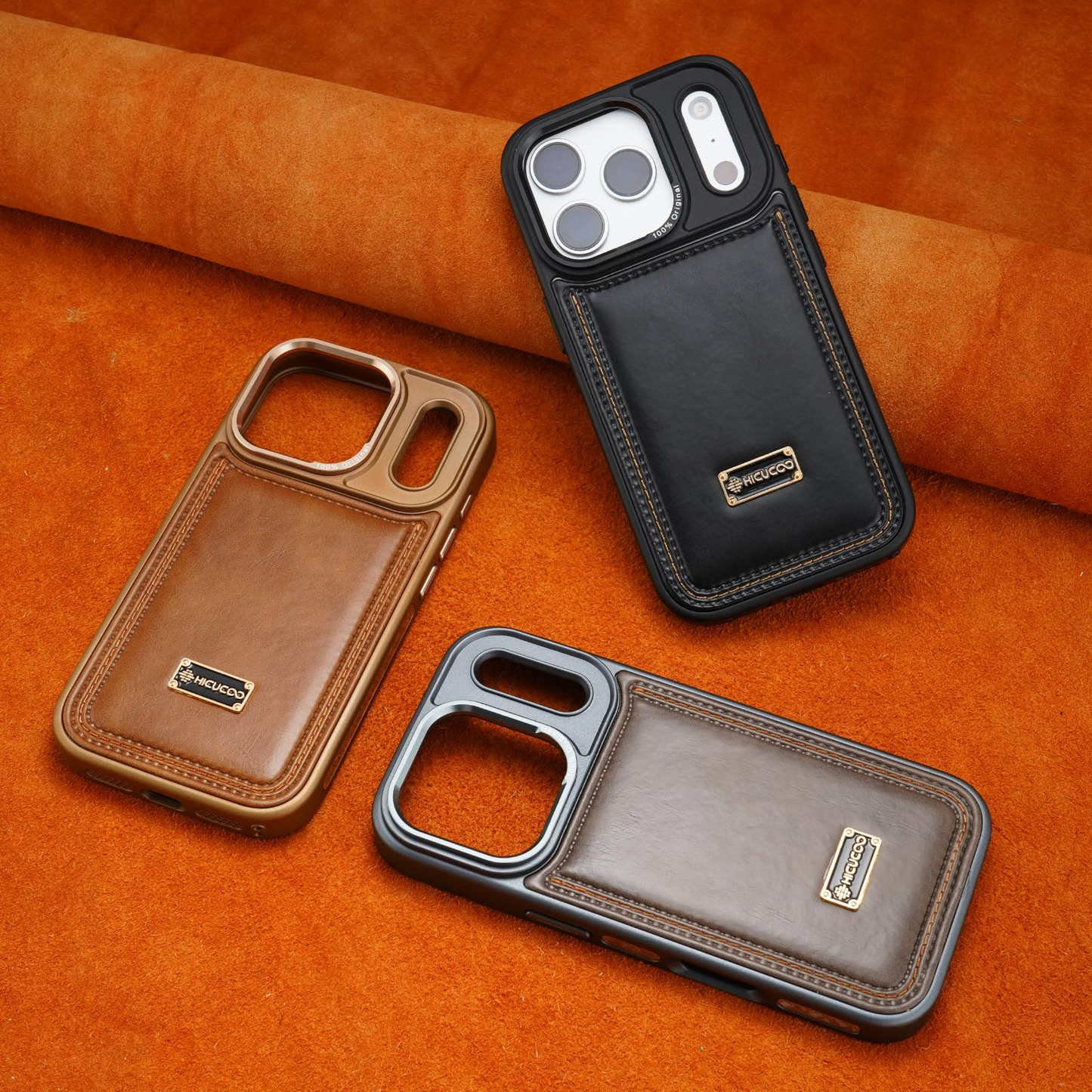 Yunkey iPhone 17 Series Faux Leather Lens Protective Case