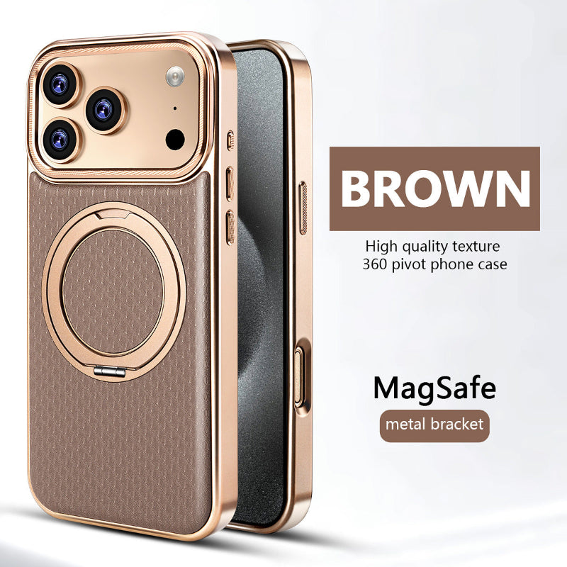YUNKEY iPhone 360° Rotating Leather Magnetic Stand Case