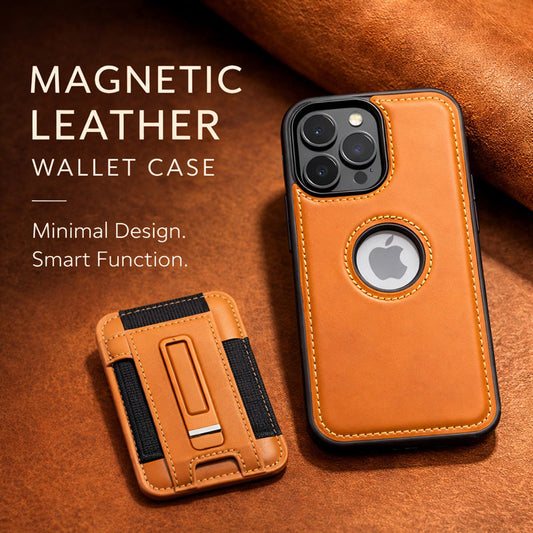 YUNKEY Premium Magnetic Leather Wallet Case For iPhone 14-17 with Detachable Stand